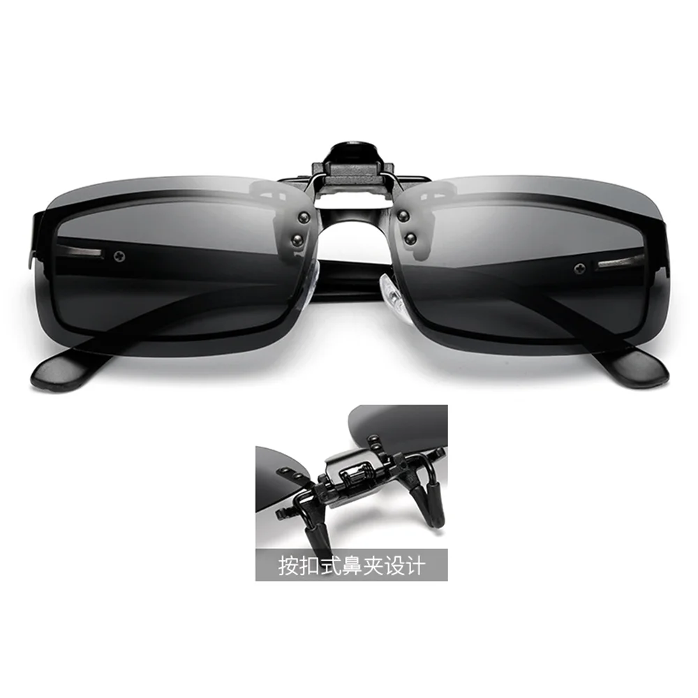 VIVIBEE Klassische Flip Up Clip auf Sonnenbrille Angeln Männer Quadratische Polarisierte Linse Nachtsicht Fahren UV400 Frauen Gläser – Detail 2