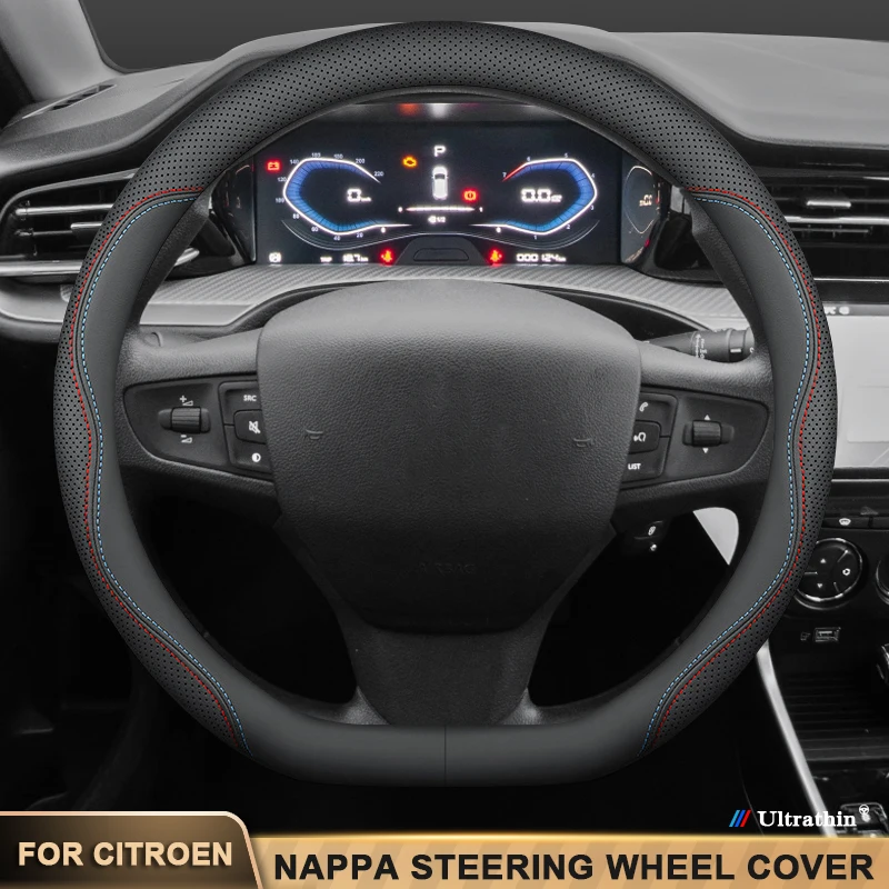 

Car Leather Steering Wheel Cover For Citroen C2 C3 C3-XR C4 C5 C6 C4X C5X C4L Xsara Berlingo Picasso Aircross Sega Elysee Jumpy
