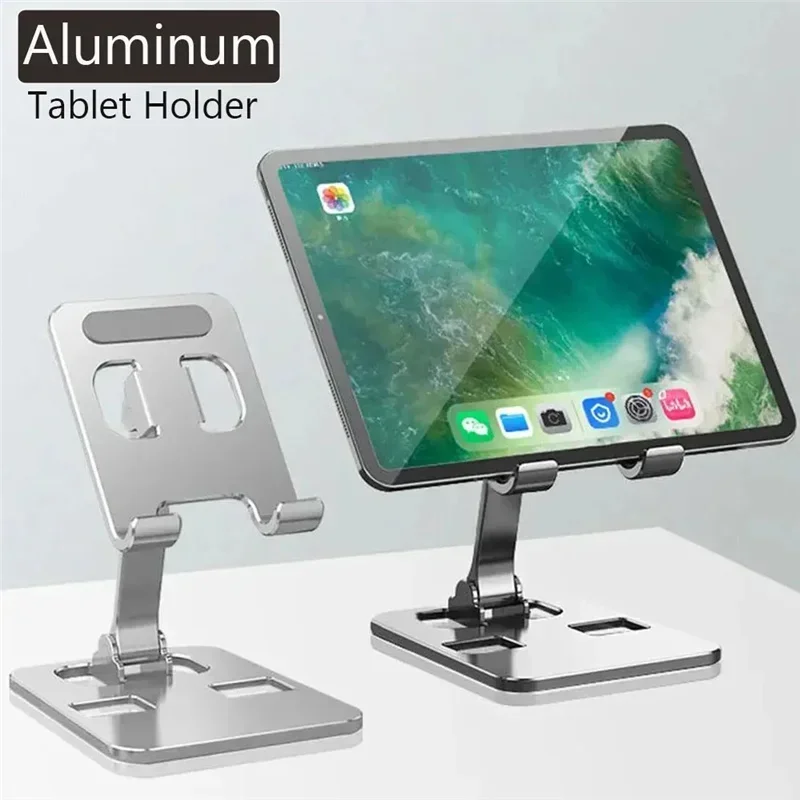 Universal Aluminum Alloy Foldable Desk Phone Holder Mount Stand For iPhone 15 14 Mobile Phone Holder Tablet Desktop Metal Holder