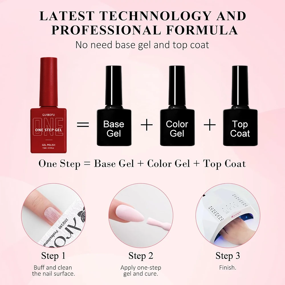 3in1 Gel One Step Gel (ไม่จําเป็นต้องทับหน้าและเสื้อพื้นฐาน) 27 สี Series 15ml เจลเล็บชุด Fall Shine Finish กึ่งถาวร