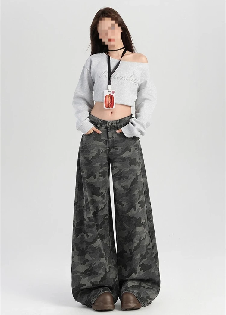 

new spring summer fashion casual brand female women girls Camouflage wide leg pants