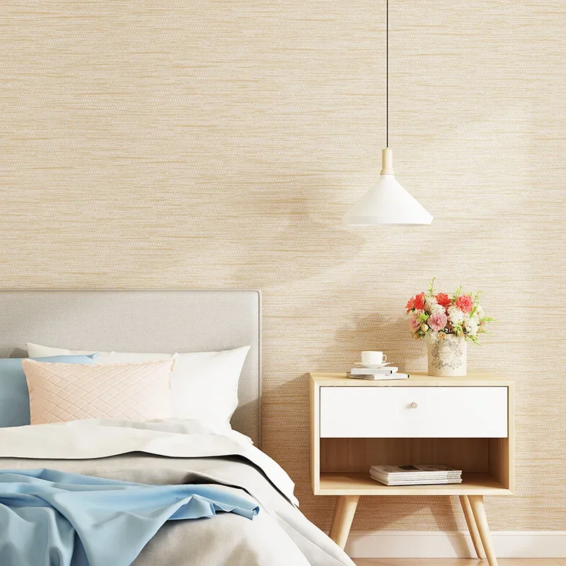 Non woven wallpaper modern simple solid color plain color Japanese linen bedroom living room hotel decoration wallpaper