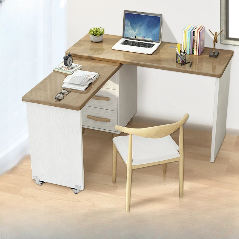 

Multifunctional Rotatable Desk Bedroom Simple Desktop Modern Corner Student Computer Desk Combination Solid Wood Table