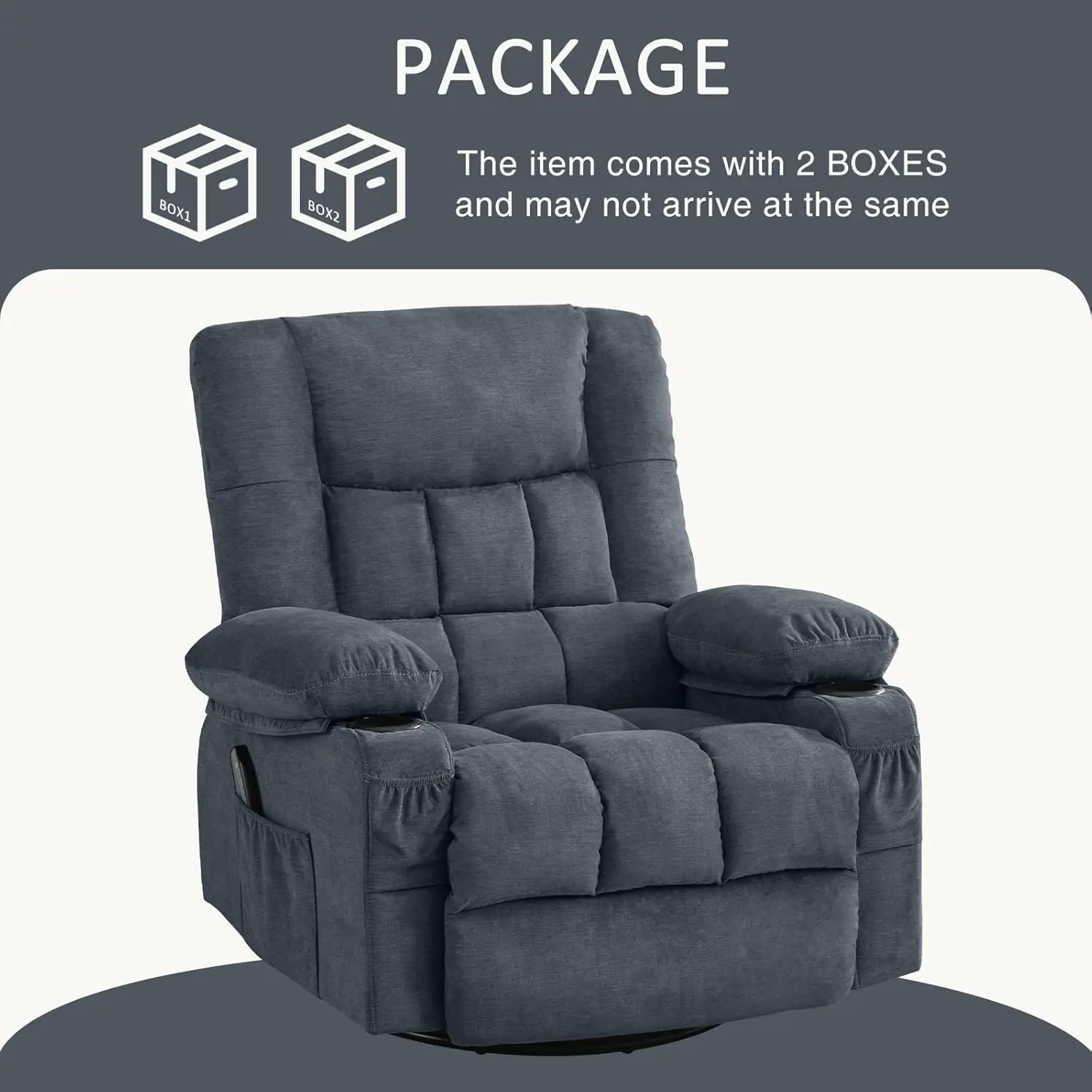 Swivel Rocker Recliner Chair with Vibration Massage and Heat Ergonomic Lounge Chair for Living Room with Rocking Functio