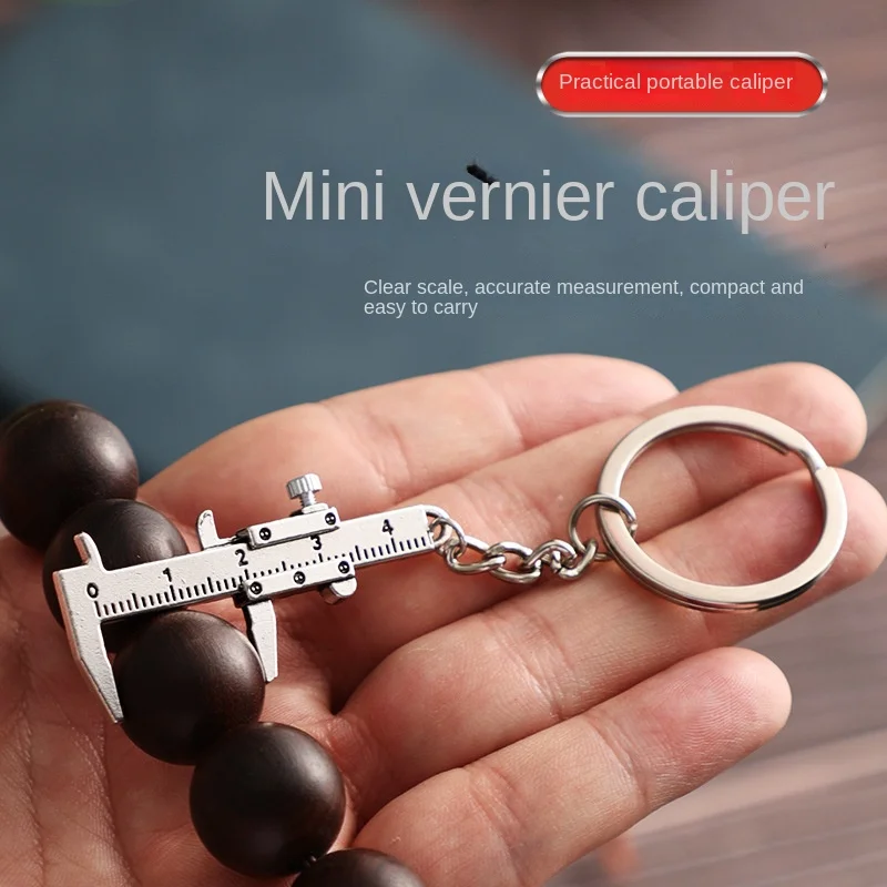 Portable High-Precision 50mm Mini Vernier Caliper Zinc Alloy Compact Pendant Accessory Precision Measuring Tool  Small Objects