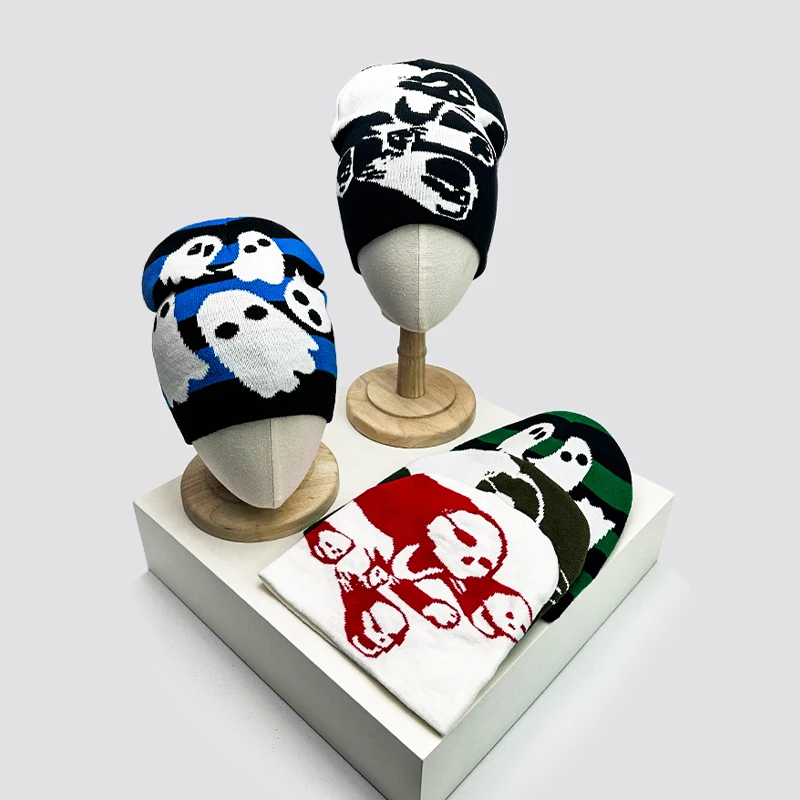 

Halloween Elements Funny Wool Knitted Hats Little Devil Warm Autumn and Winter Hip Hop Street Comfortable Versatile Fashion Cute