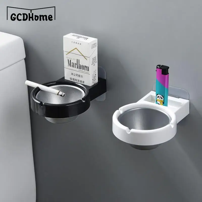 1x Portable Ashtray Wall Stainless Steel Pocket Smoke Holders Storage Cup For Toilet Home Office Cigarette Tools Case For Smoker