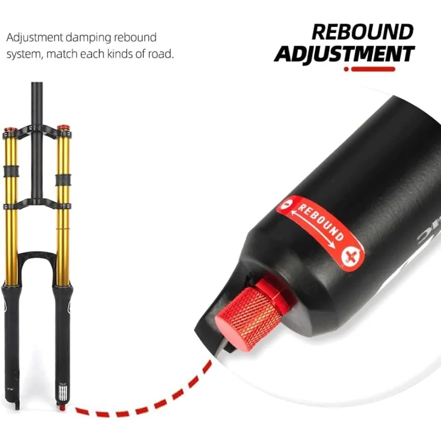 Amortyzowane widelce do rowerów górskich 26 cali z hamulcami tarczowymi MTB, złoty widelec 11/8, prosty widelec DH, pneumatyczny, skok 135 mm, regulacja odskoku 11/2 Coni