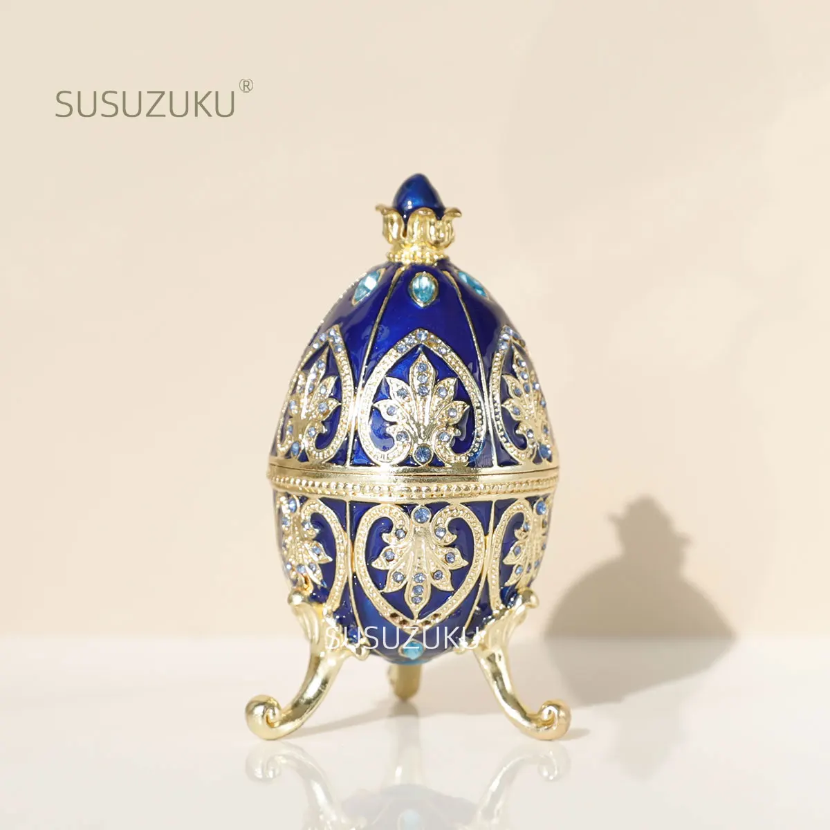 Hand Painted Enameled Faberge Egg Style Trinket Box
