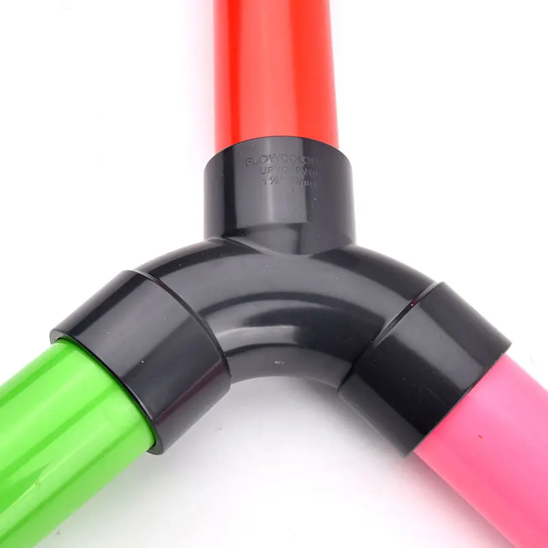 I.D 50/63mm Dark Grey UPVC Bend Tee Y-Type Tee Connector  Large Arc Angled Three-way Joint Garden Irrigation Tee Joint Fittings