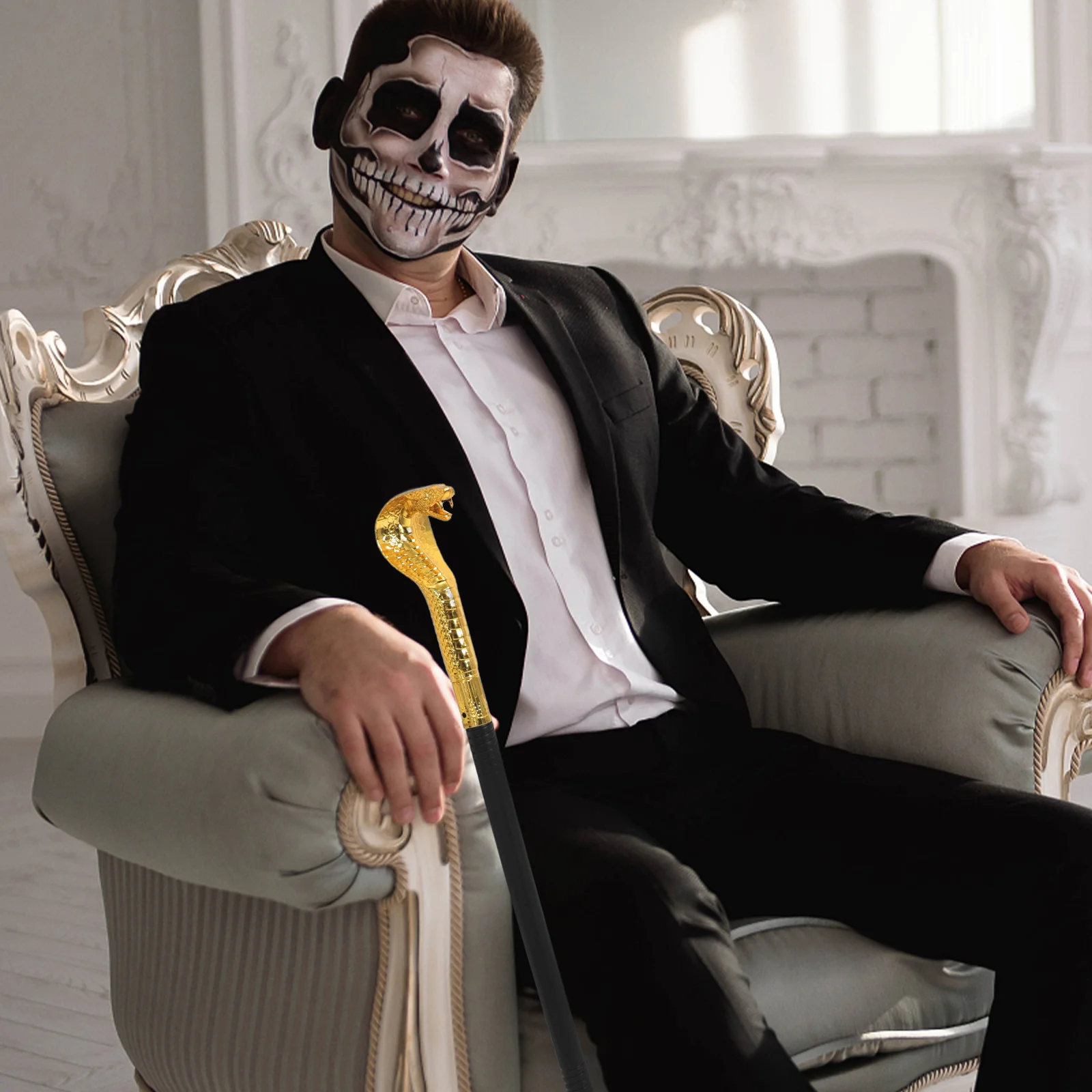 

Snakehead Cane Egyptian Pharaoh Style Halloween Cosplay Walking Stick Party Prop Costume Accessory Snake Scepter