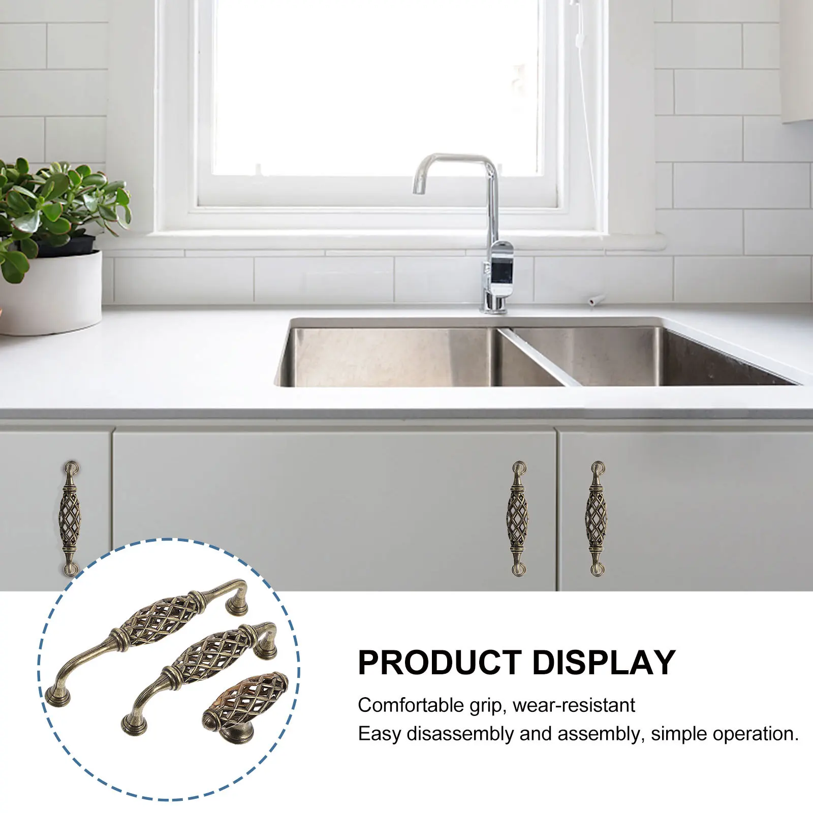 

3pcs Cage Pull Handles Style Zinc Alloy Vintage Cabinet Knobs For Drawer Cupboard Door Furniture Grip