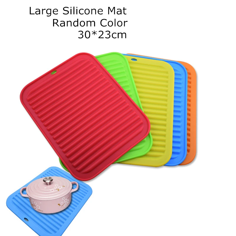 Large Silicone Mat Dishes Cup Dry Mat Placemat For Dining Table Kitchen Sink Mat Rack Heat Resistant Pot Holder Coaster Random