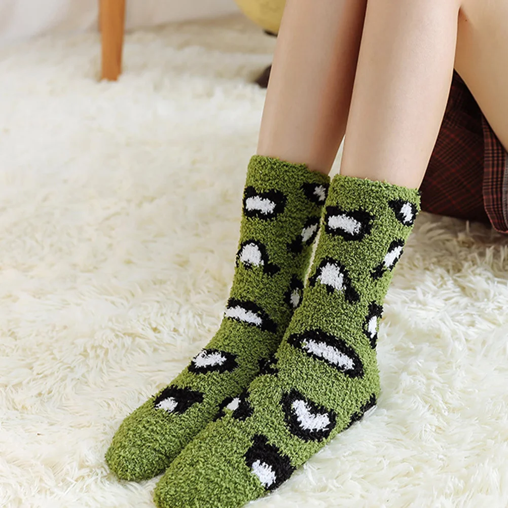 

3Pairs Coral Fleece Socks Winter Warm Hosiery Skin-Friendly Comfortable Sleep Socks Non-Slip Flooring Floor Stockings
