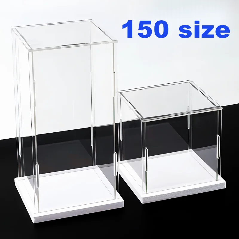 Clear Self-Assembly Acrylic Display Case Acrylic display box Transparent Dust Proof Protection Showcase with White base