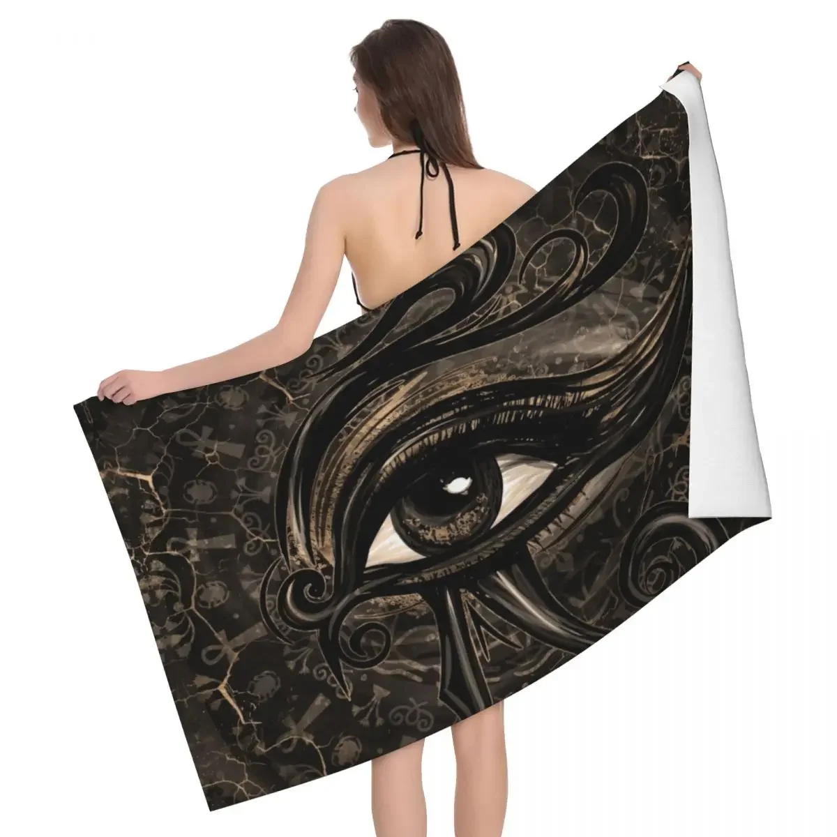 Egypt Ancient King Tutankhamun Hieroglyphics Beach Towel Super Soft Quick Dry Egyptian Pharaoh Sauna Bath Towels for Kids Adults