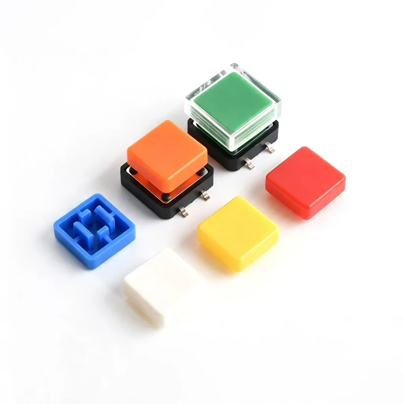 A14 Square Key Cap for 12x12x7.3 Square Head Tact Switch, Flat Short Pins, Size 10*4.7H
