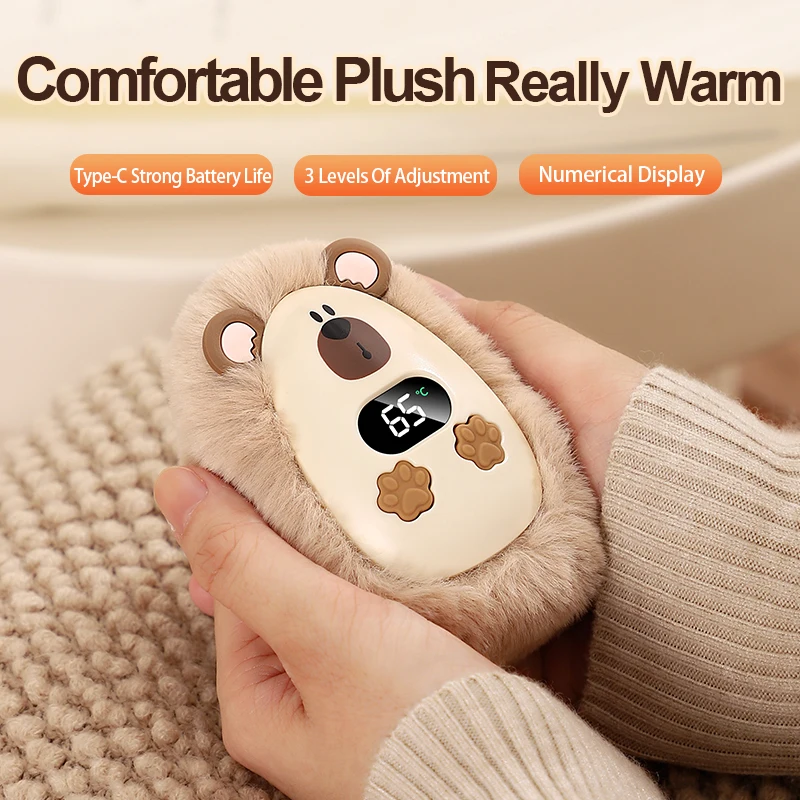 

Plush Hand Warmer Winter Mini Portable Three-speed Adjustment Battery Life Long-lasting Smart Temperature Control Hand Warmer