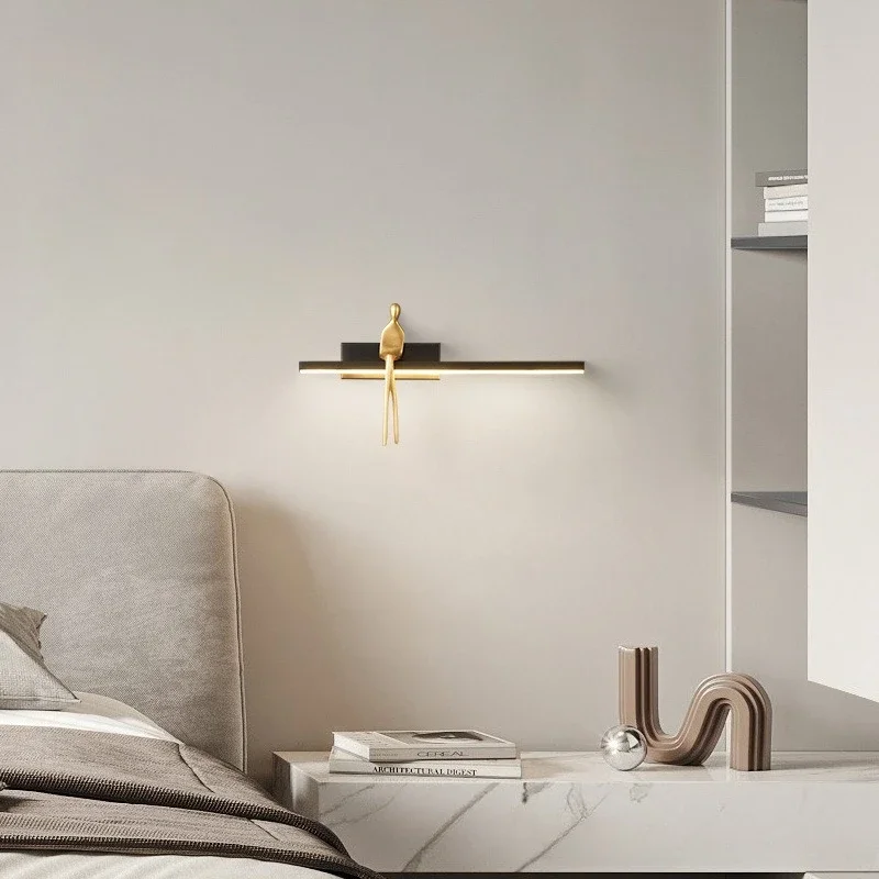

Light luxury all copper bedroom bedside wall lamp