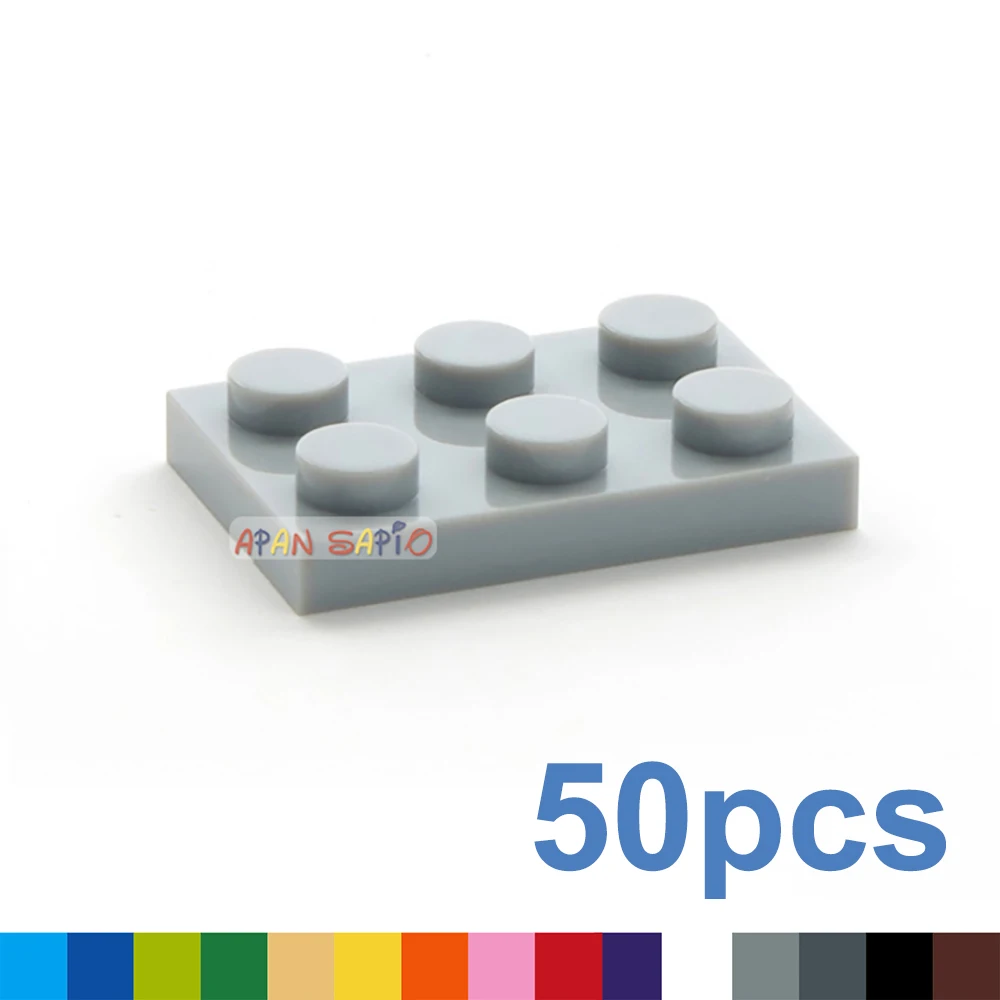 

50pcs DIY Building Blocks Thin Figures Bricks 2x3 Dots 12Color Educational Creative Size Compatible With 3021 Toys for Children