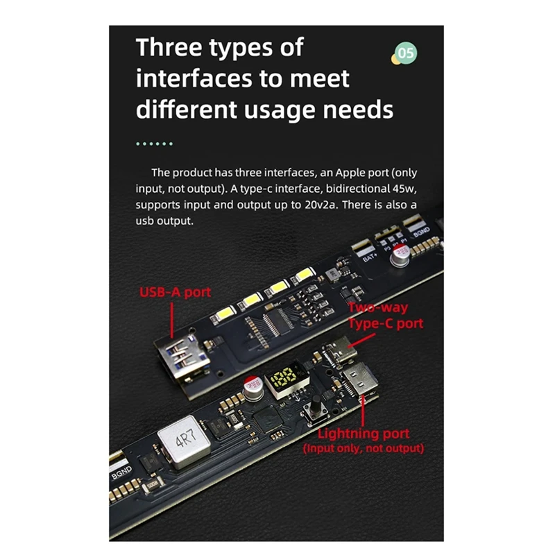 

N34R-Two Way PD 45 Вт 20000 мАч без сварки Светодиодный светильник Цифровой дисплей Прозрачный аккумулятор Punk 21700 Быстрая зарядка Power Bank Case Dur