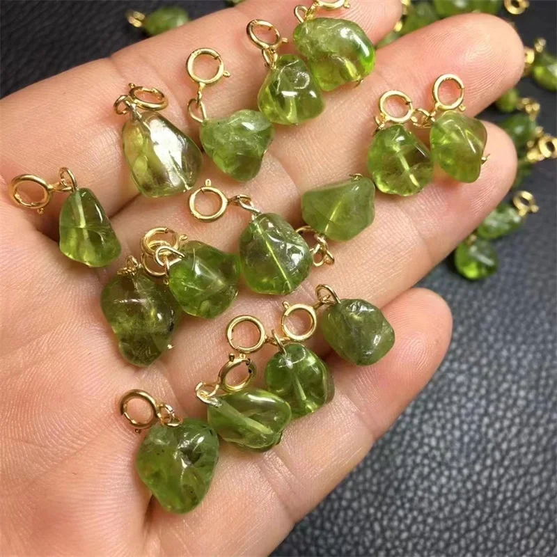 

S925 5PCS Natural Peridot Pendant Crystal Stone Dainty Minimalist Jewelry For Women Birthday Present