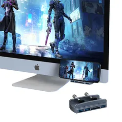 For iMac USB 3.0 HUB USB 3.0/2.0 SD/TF High Speed Data Transfer Splitter Adapter Retractable Mobile Phone Holder 5 In 1 USB HUB