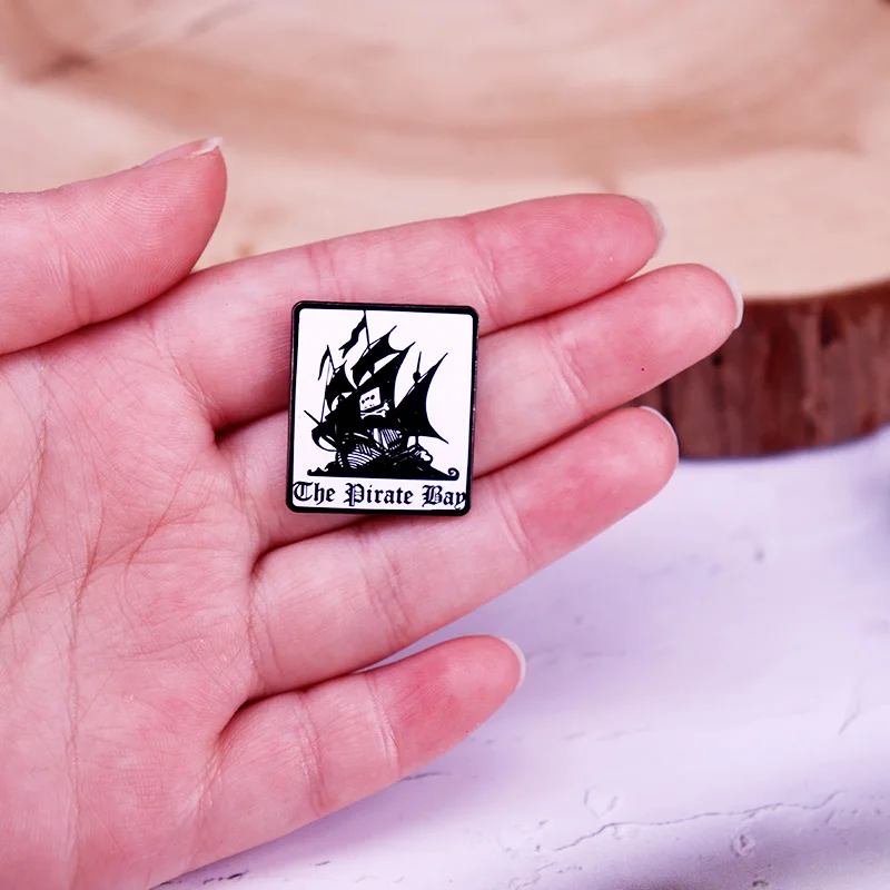 The Pirate Bay Logo Enamel Pin Funny Jewelry Gift Backpack Decoration view 3