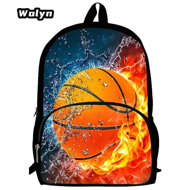 3pcs Set Basketball Prints Children Backpack with Lunch Bags Pencil Case for Grade 1-3, Volleyball School Bags for Boys Bookbags