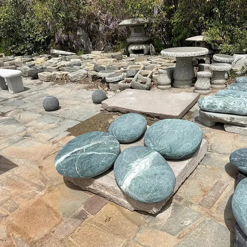Polished Green Agate Pebbles Garden Landscape Ornament Marble Stones for Decoration