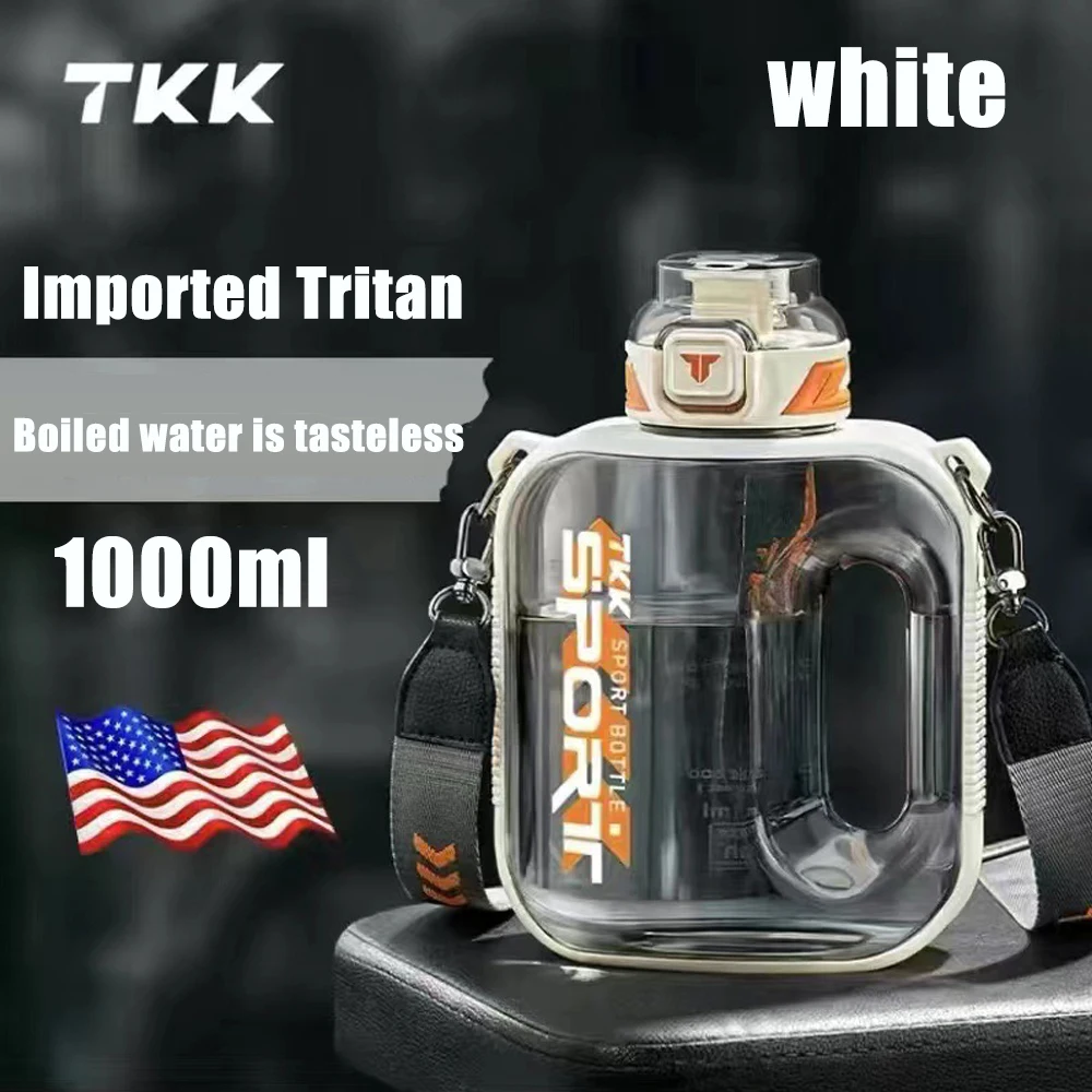 TKK 1000ML Sports Water Bottle TRITAN Large Capacity Creative Cup Heat Resistant Outdoor Adult Travel Kettle Gym Fitness Jugs