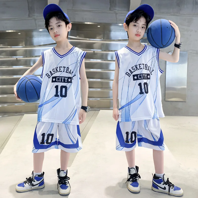 Summer Sleeveless Vest 23 Basketball Jersey Sets For kids basketball uniform Sport Suit Clothes Breathable College Suit Team