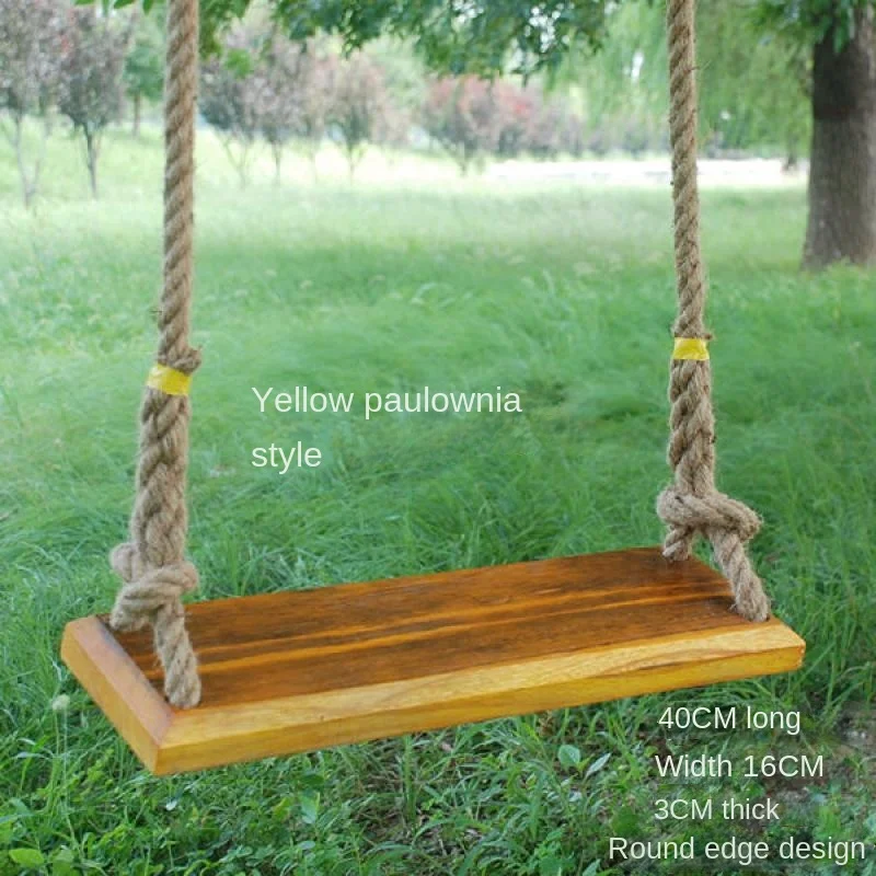 Outdoor Solid Wood Swing Home Indoor Children Swing Chair Adult Hemp Rope Swing Parent-Child Interaction Toys Swing