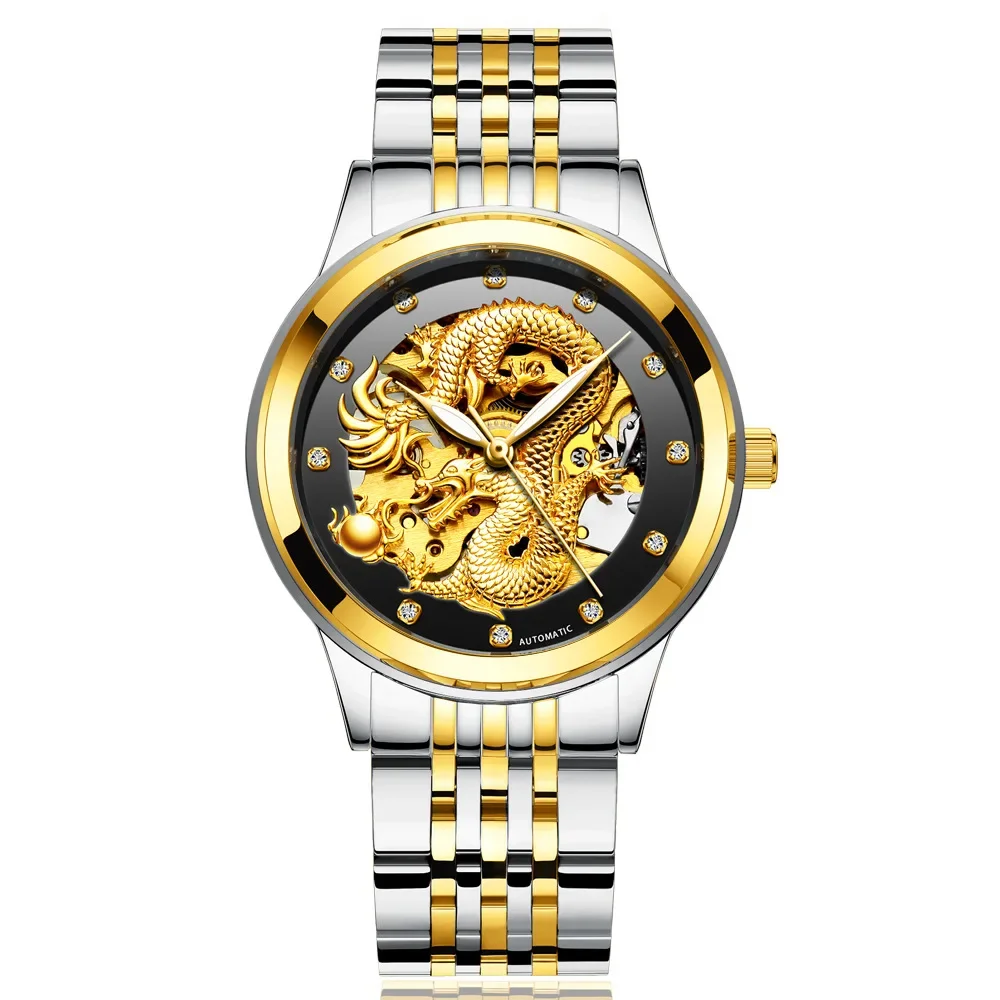 Top Luxury Automatic Mechanical Watches Men Gold Dragon Watch Male Clock Unique Erkek Kol Saati Quartz Watches Montre Femme Часи