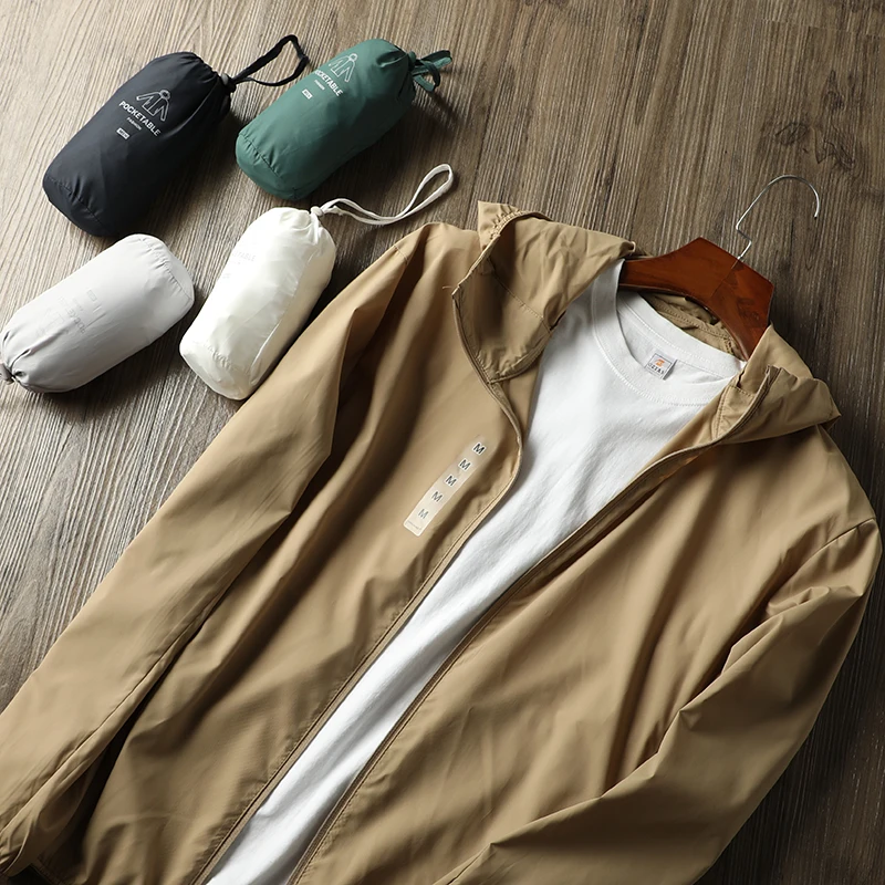 

Lightweight Breathable UV Protection Men's Summer Workwear Jaet Portable Skin irt Sun Protection Outerwear Zipper Closure