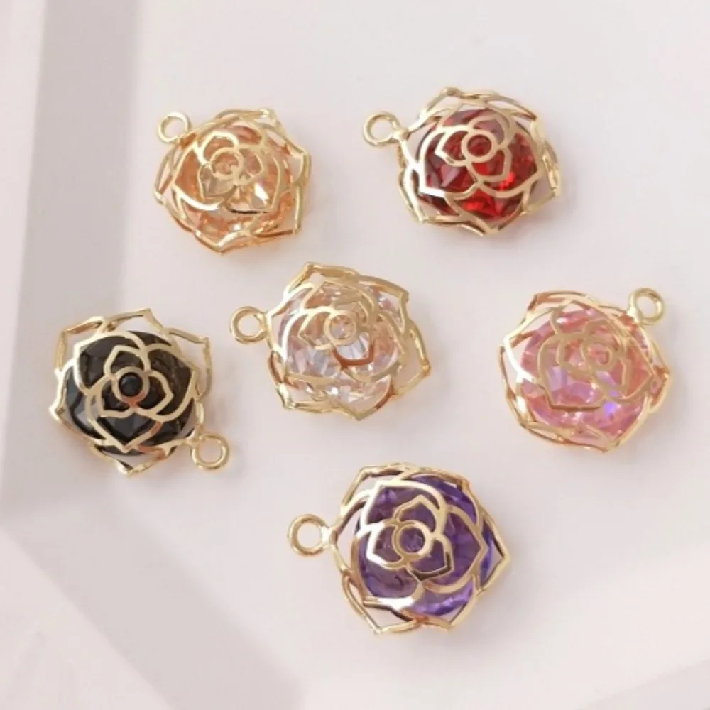 

1 шт. медные подвески 14 К золото цвет большой бриллиант сверкающий циркон роза кулон ручной работы DIY ожерелье серьги кулон кулон