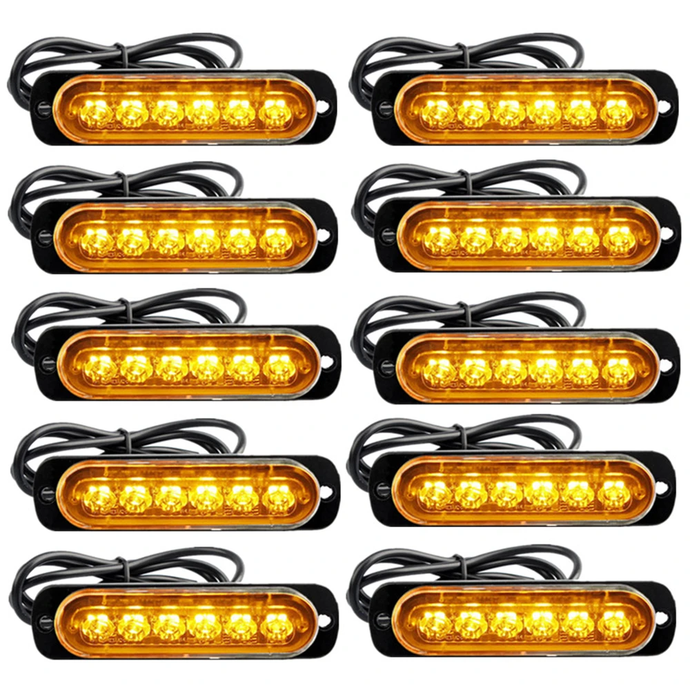 

10PCS Strobe Light 12v-24v 6LED Truck Trailer Lights Stroboscopes LED Car Light Emergency Warning Hazard Flash Light