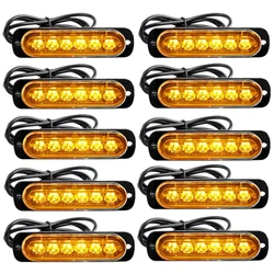 10PCS Strobe Light 12v-24v 6LED Truck Trailer Lights Stroboscopes LED Car Light Emergency Warning Hazard Flash Light