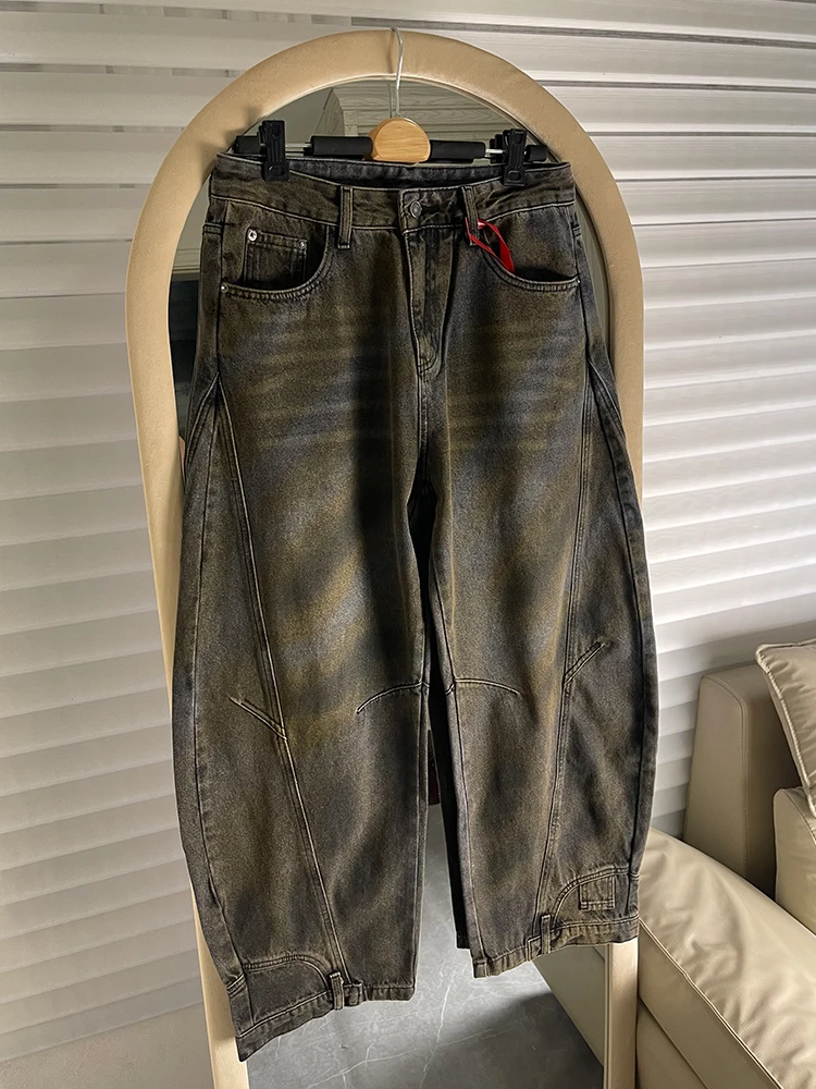 

Parisian Style American High Street Cool Wide Leg Jeans Men's Spring Autumn Trendy Loose Straight Floor-Length Knife Long Pants