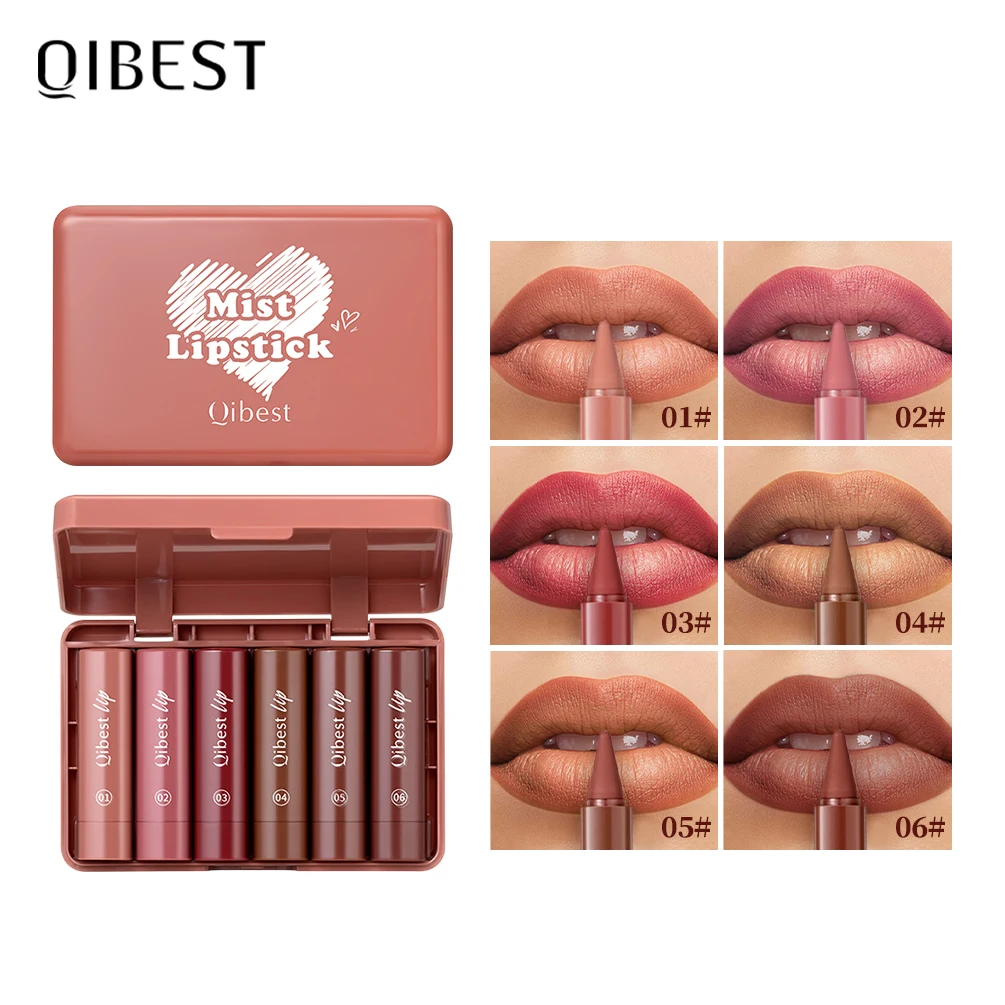 

Наборы для макияжа QIBEST: конусообразные карандаши для губ с градиентом, матовые нюдовые, коричневые, красные помады, водостойкие карандаши для контуринга губ, стойкие наборы для макияжа