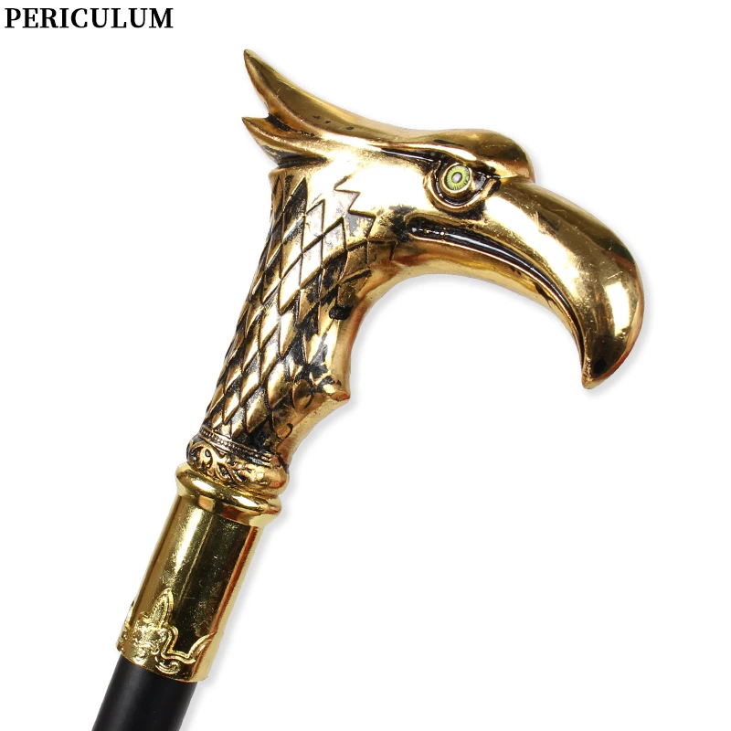 Shiny Gold Eagle Head Walking Cane with Curved Handle Vintage Detachable Decorative Walking Stick Cosplay Prop for Men And Women view 4