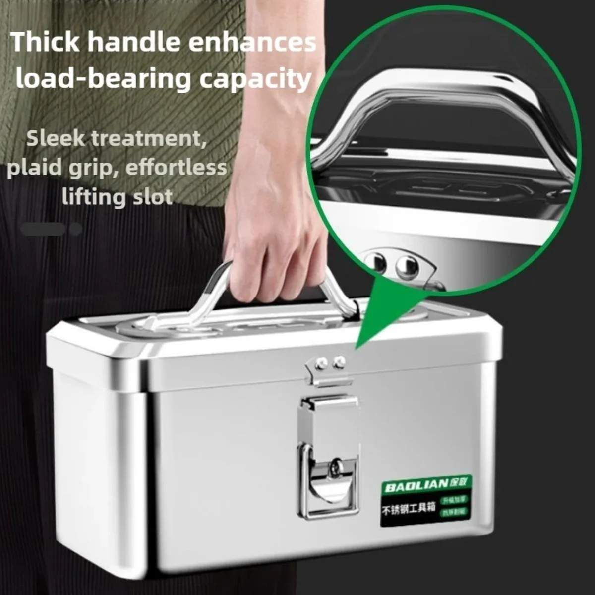 Stainless Steel Toolbox Organizer Electronics Car Mechanic Tool Case Thickened Hardware Storage Tools Case Handheld Toolbox
