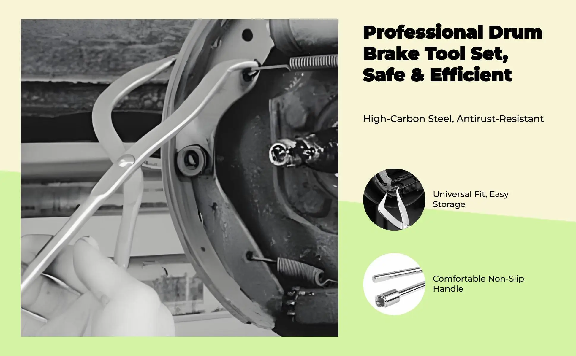 Brake Spring Tool Alloy Steel Drum Brake Coil Plier Ergonomic Grip Auto Repair Kit for Universal Cars