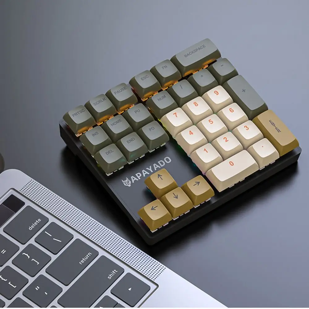 Backlit Keyboard 33 Keys Numeric Keypad Colorful Lighting Mechanical Switches External Keyboard Wired Keyboard Finance Work