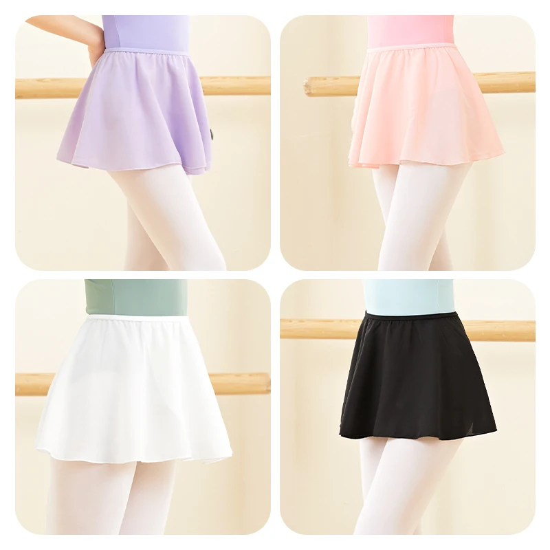 Ballet Dance Skirt for Girls Women Elastic Waist Dance Short Skirts Teen Ballerina Chiffon Ballet Practice Dancing Miniskirts