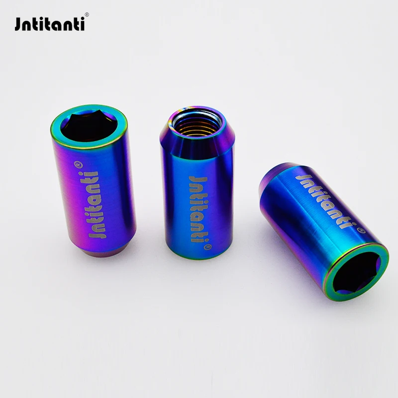 Jntitanti  Gr5 titanium Hex socket wheel rim nuts M14x1.5x35-60mm 10.9 grade