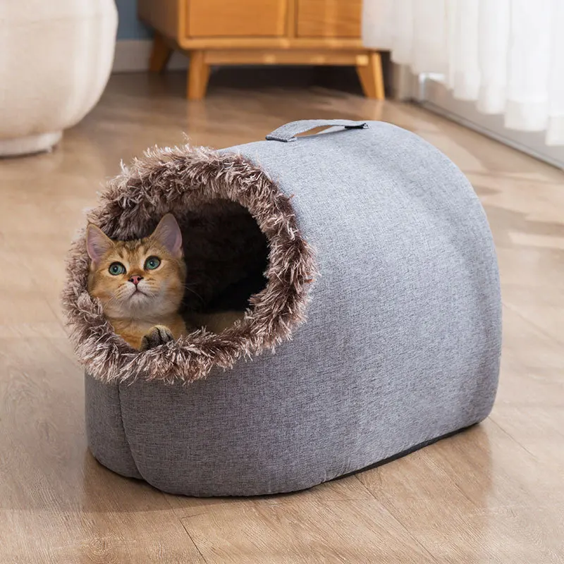 Warm Cat Nest Slippers Shape Kitten Sleeping Bed Portable Pets Litter Soft Plush Puppy Cave House Comfortable Dog Fossa