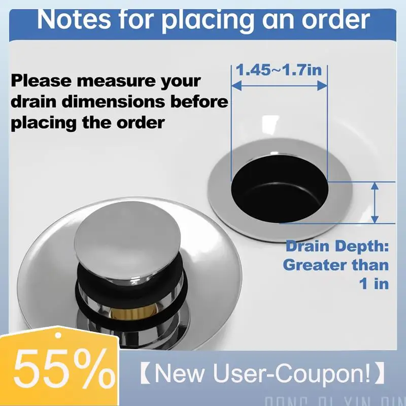 A81M Nieuw - Koperen kuipplug, Catcher 2-in-1 -Up-ontwerp, haarvangst voor aftapplug met anti-verstoppingsfiltermand voor bad