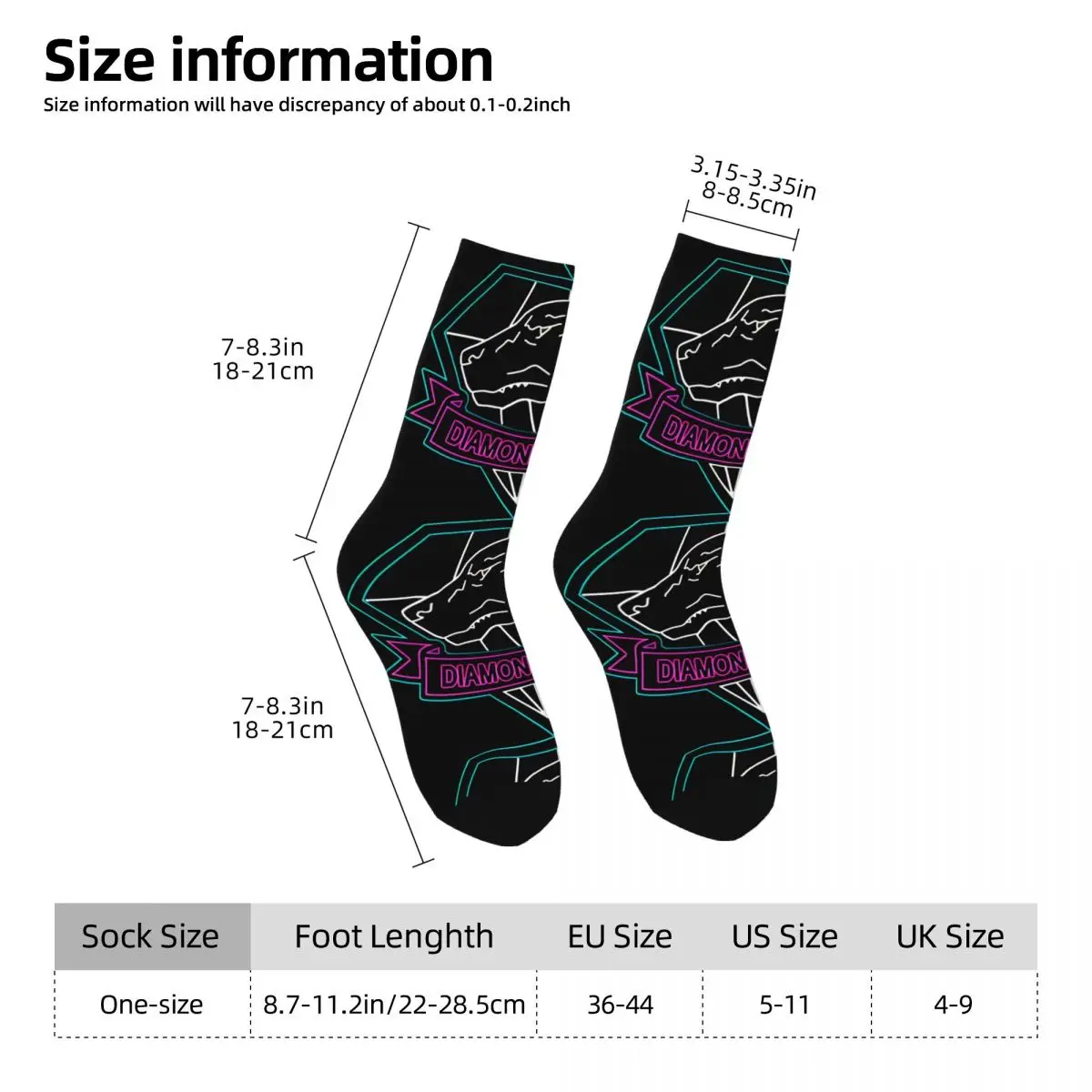 Chaussettes brillantes de compression en élan pour hommes, motif sans couture, chaussettes vintage Diamond Dogs Crew, nouveauté