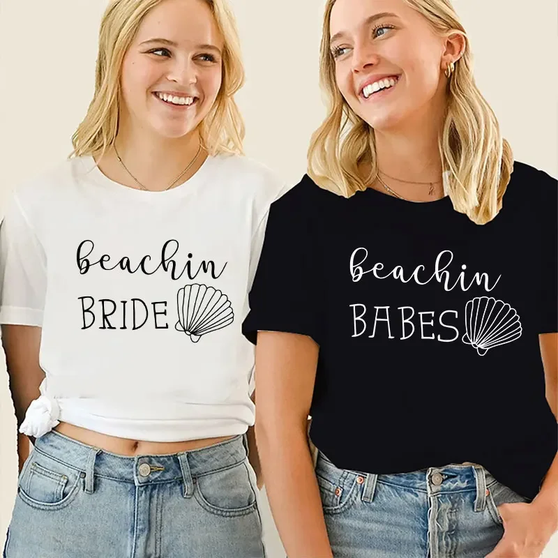 Beach Bachelorette Party Women T-shirts Beach Bride Bridesmaid Group Tshirts Bridal Party Bride Squad Tees Hen Party Tee Shirts